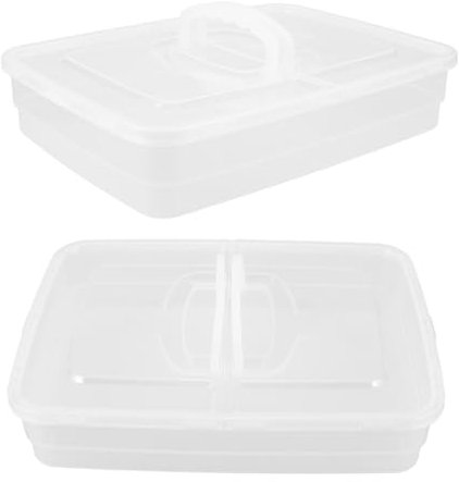 CHICAMPERA 2 Vassoi Per Impasto Pizza Con e Maniglia Contenitore Per Lievitazione Pane Scatola Traslucida Per Conservazione Accessori Da Cucina Multifunzionali
