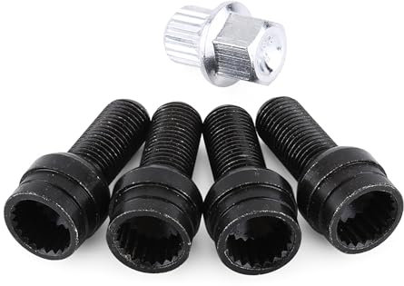 Bulloni per Ruote,Dadi per Ruote 4 pezzi dadi antifurto for ruote auto in lega nera X1.25 antifurto + chiave in acciaio inossidabile for la maggior parte delle auto