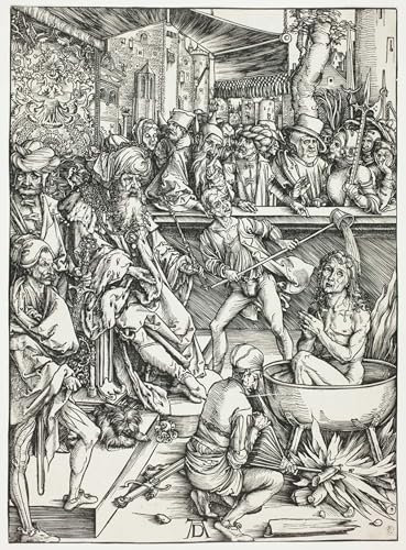 IPLUPJDY Berühmte Gemälde Gemälde Kunst Bilder Kunstdruck Leinwand Das martyrium des heiligen johannes aus der apokalypse von albrecht dürer Abstrakte Leinwandbilder für Wohnzimmer-Dekor 60x90cm