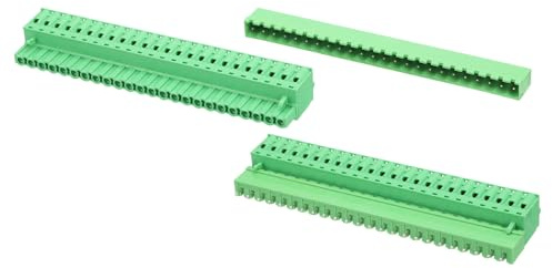 sourcing map 2 set di 24 pin passo 5,08 mm/0,2 PCB montaggio a vite morsettiera connettori diritti senza saldatura 2EDGKD connettori maschio e femmina spina per 28-10AWG, verde