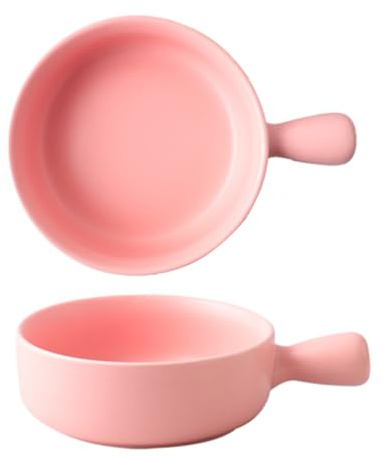 Dxcaicc Plato De Lasaña Cerámica Coloridos Y Hermosos Colores con Múltiples Colores para Elegir Tazones para Hornear Mango De Bandeja para Hornear En Fiestas De Bodas,Pink a