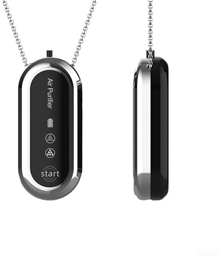 Niceminiwall Purificador portátil de cuello colgante con tecnología de iones negativos, purificador de aire de collar portátil, mini purificador de aire portátil para viajes en casa, oficina (plata)