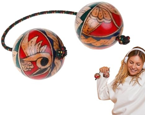 Aslatuas Rhythmic Ball - African Shaker | Wooden African Shaker Instrument | Double Hand Percussion (Percussion | Traditional Rhythm Maker for Musical Practice, Dance, Meditatio