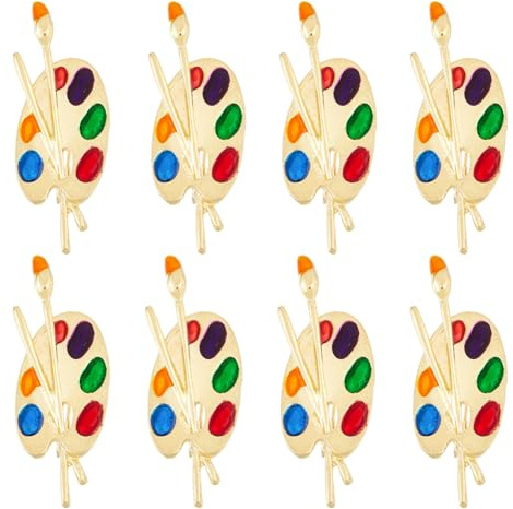 SUPERFINDINGS 8 spille smaltate con tavolozza e pennello per artisti, spille a tema artistico, spille colorate per cappelli, cravatte, gioielli, arte, insegnante, borsa, vestito di compleanno