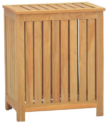 Panier à Linge, Corbeille Coffre Bac à Linge Panier de Rangement 50x35x60 cm bois de teck massif
