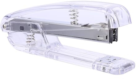 POPETPOP Grapadora Manual de Plástico Transparente Plateada para Oficina y Escuela, Herramienta Práctica para Encuadernación de Papel, Portátil y Ergonómica, Adecuado Material Escolar