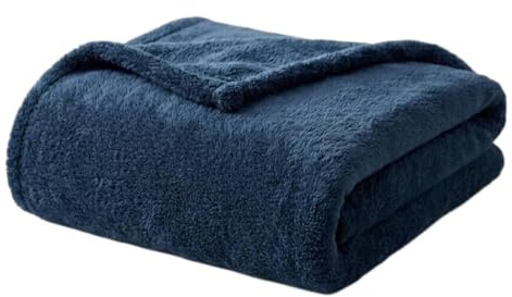 FAUNNA Navy Blue Fleece Throw Blanket 120 x 150 cm for Sofa and Bed