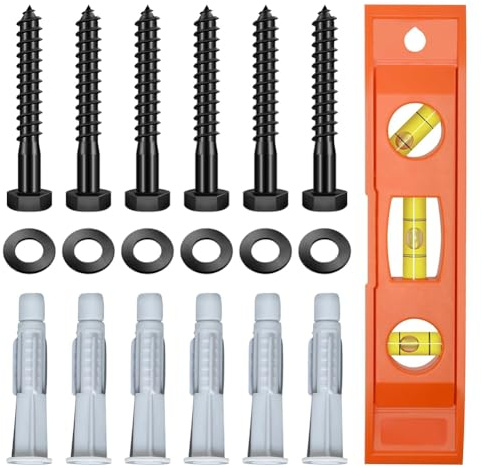 UieoKakeh Tornillos para Montaje en Pared de TV, Kit de Tornillos para Montaje en TV con Tornillos M8 X 65 Mm, Anclajes para Paneles de Yeso, Kit de Herrajes con de Burbuja.