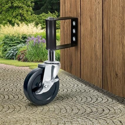 Hao Zhu castor wheels, 100mm Heavy Duty Gate Wheel with Brake, 100kg | STABLE 100MM CASTOR WHEEL: 100kg load, side brake, prevents storm jam, perfect for ageing wooden gates, black.