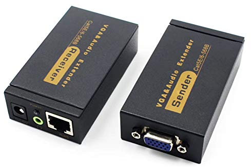 VGA network extender, VGA extender 100 meters vga to rj45 transmitter audio and video synchronization single network cable to VGA transmission enhancer (transmitter + receiver)
