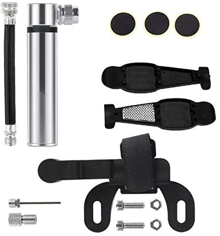 YFCTLM Bike pump Mini Pump Basketball Football Volleyball Aluminum Alloy Ball Needle Portable High Pressure Bike Gas Needle Inflatable Cylinder (Color : Silver crowbar patch)