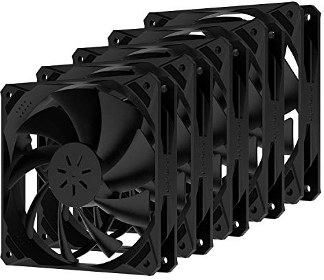 upHere NK12BK3-5 Lot de 5 ventilateurs de boîtier PC ultra silencieux 120 mm Noir
