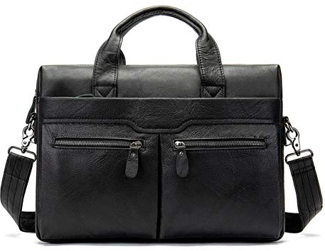 Businesstasche Aktentasche Männer Handtasche, Männer 14inch Laptop-Aktenkoffer Vintage-Rindsleder Schultertasche Reisen Arbeit Bussiness Umhängetasche Messenger-Taschen-Tasche Jungen Messenger Schulte
