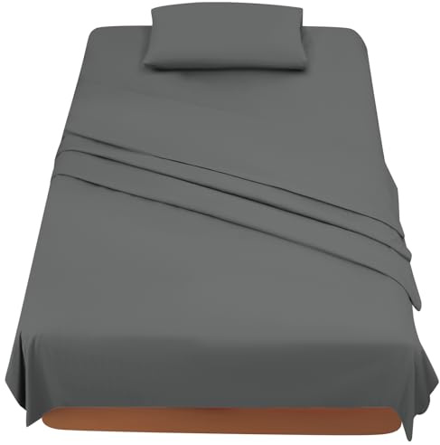 FARFALLAROSSA Sabanas Cama 120 - Juego Sábanas 3 Piezas - Sábanas Bajera Ajustable - Encimera - 1 Funda de Almohada 50x80 (Cama 120-120x190/200 cm, Gris Fonce)