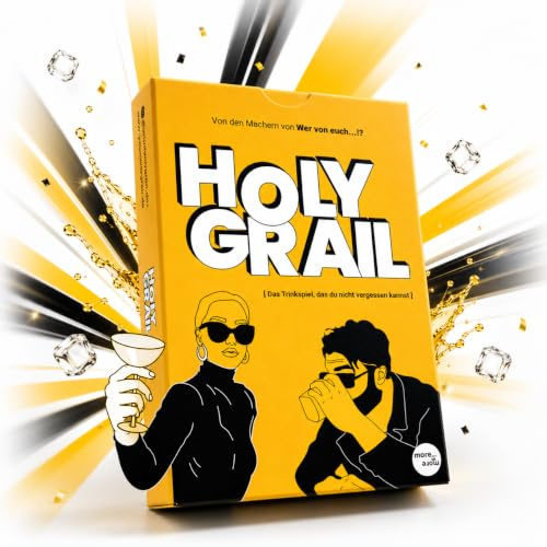 Holy Grail Trinkspiel – Partyspiel mit 55 Karten für Spieleabend | 5 Kategorien mit Action-, Regel-, Wahl-, Pflicht- und Entweder-oder-Karten, ideal für JGA, Silvester und Partys
