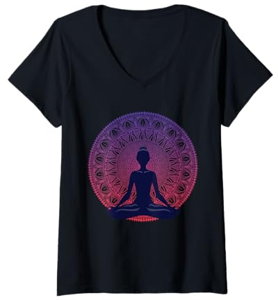 Damen Namaste Yoga Bekleidung Meditationskleidung T-Shirt mit V-Ausschnitt