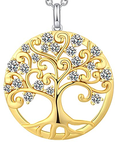 Collier Miaofu Arbre De Vie Femme - Pendentif Arbre De Vie Délicat Vert Plaqué Or Blanc