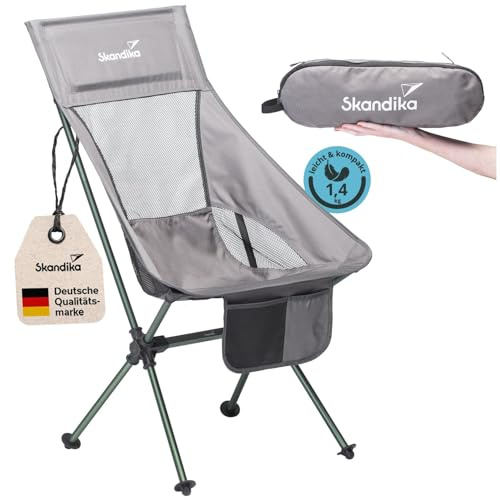 Skandika Campingstuhl Compact bis 150 kg belastbar | Camping Stuhl, Anglerstuhl, klein, faltbar, kleines Packmaß, klappbar, stabil, leicht, bequem gepolstert | Faltstuhl