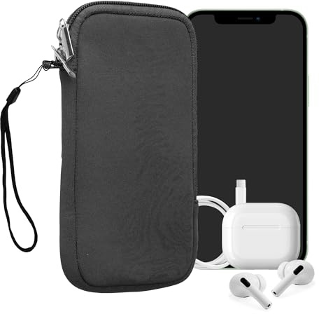 kwmobile Handytasche für Smartphones XXL - 7 - Neopren Handy Hülle Grau - Handy Tasche 17,7 x 8,5 cm Innenmaße