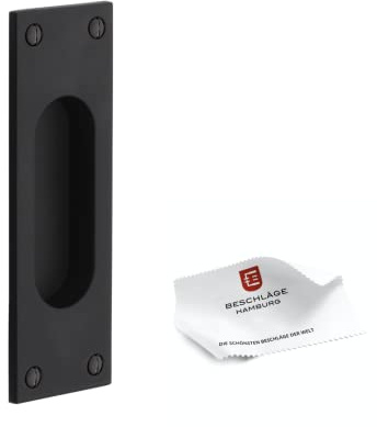 Beschläge Hamburg Schiebetürmuschel Bauhaus SM 216-970 SM - Schiebetürbeschlag für Schiebetüren mit Griffmuschel, schwarz matt, 1 Stück