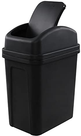 Hommp 2 Gallon Swing Top Trash Can, Small Garbage Can with Swing Lid, Black