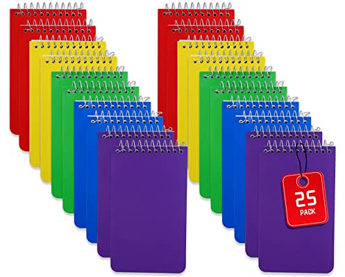 JEFFOUOO Spirale Notizblock,25 Stück Mini Notizbuch A7,Notizblock mit Spiralbindung,Bunt Liniert Notizblock Klein,Notizheft A7 Journal Tagebuch Schreibblock für Memos Reisen,75 Blatt,12.7 x 7.5 cm