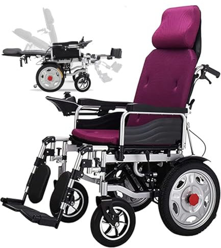CEEBUS Fauteuil Roulant Électrique Léger, 90-180° Lie Flat Wheelchairs, Powerchair Heavy Duty Powerful Dual Motor Compact Mobility Aid Wheel Elderly Mobility Vehicles Disabled Aid