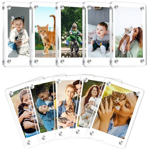 Winter Shore Acryl Kühlschrank-Bilderrahmen Magnetisch (10er-Pack) - 6 x 9 cm Doppelseitige Magnetische Bilderrahmen für Kühlschrank - Magnet Foto Kompatibel mit Polaroid- & Fujifilm Instax Mini-Fotos