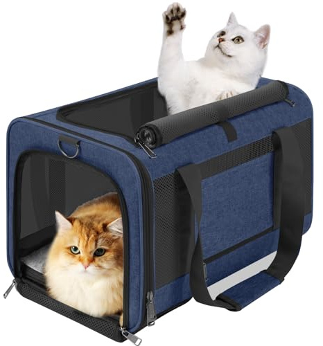 GAPZER Dog Carrier Soft/Cat Crates Large Cat 20 to 25 pounds/Softsided Pet Car Travel Carry Bag 15 Pound Puppy/Top Open Transport Kennel Navy