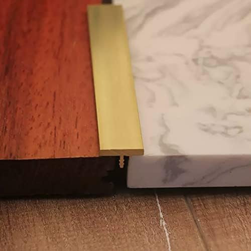 Bandes De Transition Bois-carrelage en Laiton, Bandes De Connexion pour Espace De Sol Moulé en T, Barre De Garniture De Bordure De 1 M De Long pour Plancher en Bois Dur À Stratifié,15 Mm De Large,