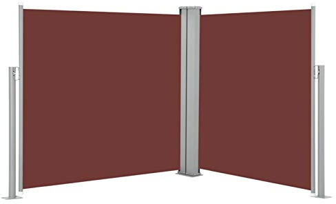 ShCuShan Tenda da Sole Laterale Retrattile Marrone 120x600 cm,Tenda da Sole per Esterno Avvolgibile,Tenda da Sole a Bracci Estensibili con Telaio in Alluminio, Tettuccio Resistente al Sole e Impermeab