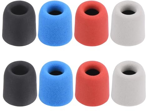 sourcing map Replacement Foam Ear Tips Earbuds Bud 5.1-6mm Small Size Earbuds Tips for Earphones Red,Blue,Silver,Black 8 Pcs