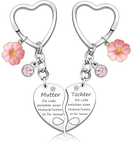 Johiux Geschenke für Mama Weihnachts Mutter Tochter Geschenk,2 Stück Herz Passender Schlüsselanhänger Mama Geschenk von Tochter,Geschenke für Frauen Geburtstagsgeschenk für Mama.