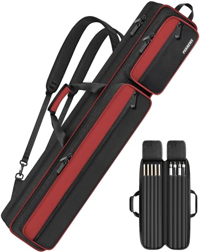 PEKREWS Pool Cue Case, 4x5 Pool Stick Bag with Multiple Accessory Pockets