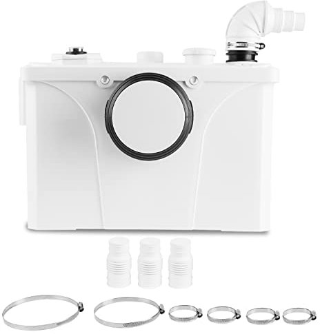 Monucep 700W Hebeanlage mit Fäkalienpumpe (4 Einlässe) und 190L/min Schmutzwasserpumpe - Geeignet für Waschmaschine, Dusche, Abwasser WC und Spülmaschine im Haushalt.