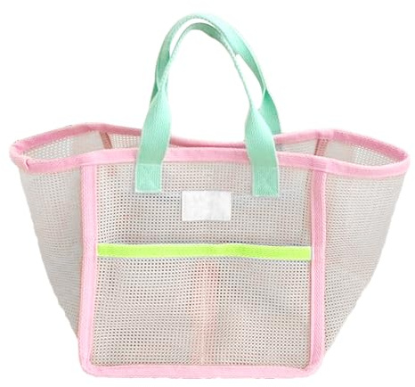 NSXIN Strandtasche Strandspielzeug Tasche Beach Tote Bag Damen, Mesh Schwimmtasche Ultraleicht Badetasche Faltbar Netztasche Handtaschen mit Pocket für Familie Strand Picknick Reise