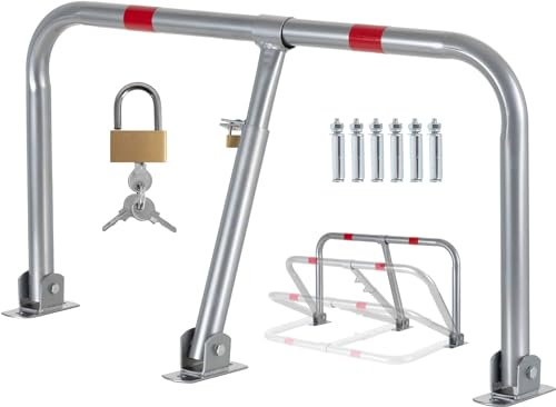 Stagecaptain PPB-81 SR Barrière De Parking - barrière de parking robuste en acier galvanisé et peint par poudre - Fermable à clé (3 clés incluses) - Avec bandes réfléchissantes et matériel de montage