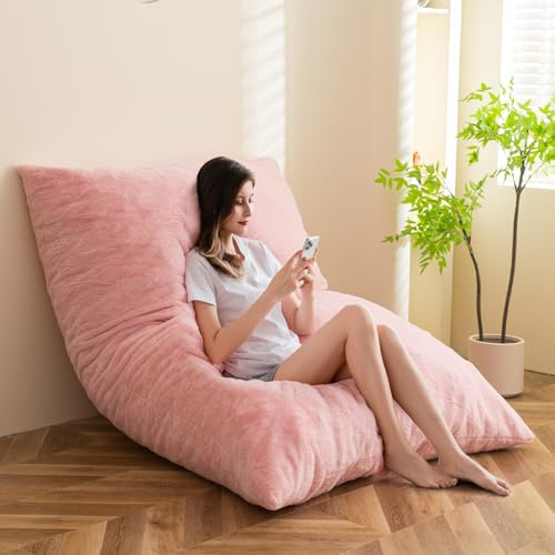 MAXYOYO Riesensitzsack in Birnenform, großes Sofa mit Plüschbezug und flauschiger Füllung für Erwachsene, Paare, Gäste, Rot, 150 x 200 cm