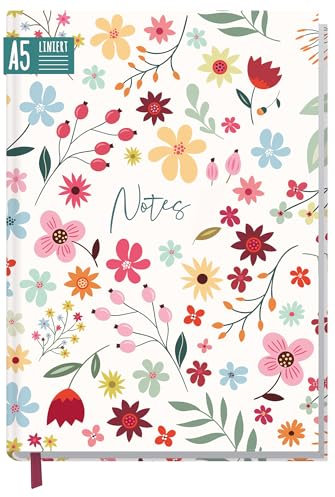 Notizbuch A5 liniert Wild Flower von Trendstuff by Häfft - 124 Seiten, 62 Blatt - ideal als Tagebuch, Journal, Ideenbuch, Schreibheft - nachhaltig & klimafreundlich