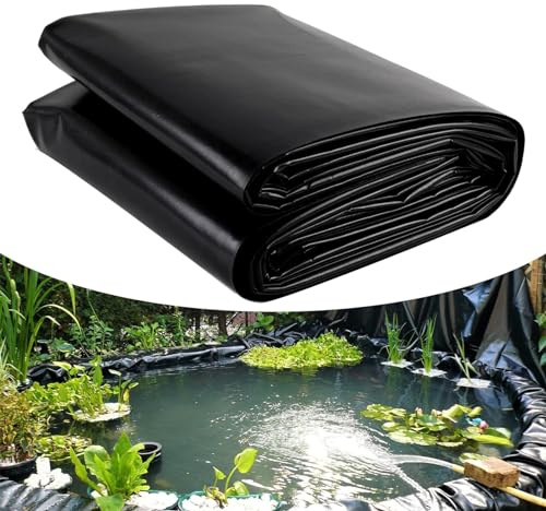 Telo per laghetto da giardino Sottostrato per laghetto nero pieghevole, 4x4m 4x5m 4x6m 4x8m Telo per laghetto Piscine per pesci Membrana Pellicola impermeabile per ruscelli Fontane Cascata(3x4m)