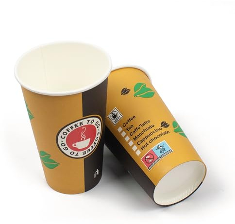 daybays Pappbecher 16oz 400ml Ø9cm 100Stk. Einweg Kaffeebecher Coffee to Go Becher Pappe Papierbecher für Kaffee/Tee/Kalt-und Heißgetränke Kaffebecher Paper Cups (100, 16 oz)