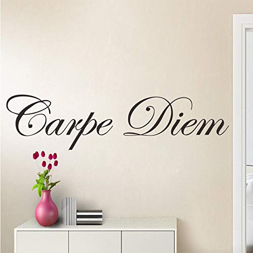 TUOQIANNAN Pegatina de pared extraíble Carpe Diem para dormitorio, sala de estar y oficina, vinilo negro, 100 x 30 cm