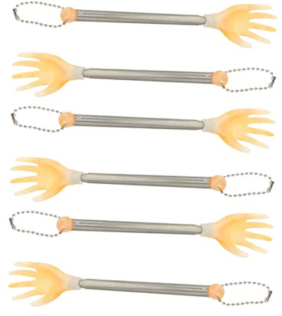 PLAFOPE 6 Stück Ausziehbare Rückenkratzer aus Edelstahl mit Fingerdesign Tragbar und Effizient zur Sofortigen Juckreizlinderung für Eltern und Schwangere
