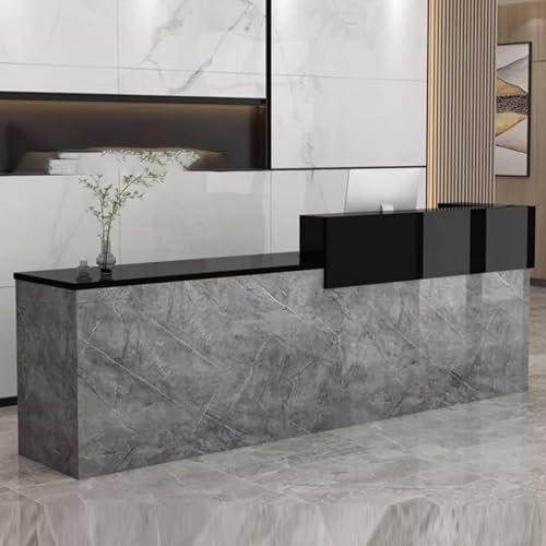 Moderner Empfangstisch mit Schubladen für Büro oder Einzelhandel, Grau (R180 x 60 x 100 cm)