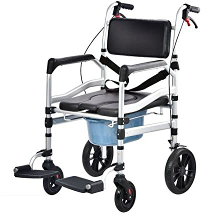 Sedia da toilette pieghevole, sgabello portatile per sedia a rotelle pieghevole da bagno, sedia da doccia per vasca da bagno con braccioli e ruote, per anziani con disabilità (dimensioni: A (senza