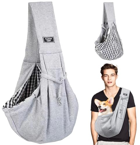 Bolsa de transporte para perros y otras mascotas de hasta 7,5 kg, bolso bandolera para perros, ajustable para pasear, actividades al aire libre y excursiones