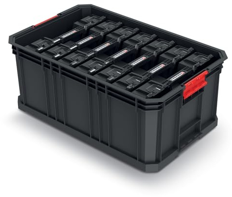 B2C Modular Storage Tool Box on Wheels Large Mobile Tray Compartment Stackable Lockable Portable Workshop Garage Equipment Organizer Storage Basket & Organiser Set