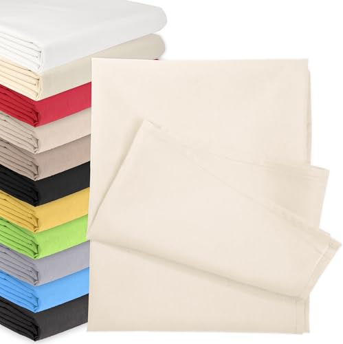 Bettlaken OHNE Gummizug 120x200 cm Poly Baumwolle Creme | Glatte Betttuch ohne Spanngummi. Atmungsaktiv, Waschbar. Laken, klassische Betttücher, Haustuch für Zuhause, Hotel