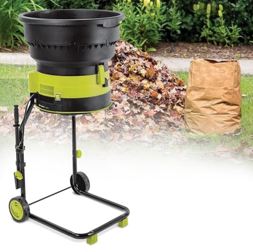 Electric Leaf Mulcher,Garden Shredder,Corded Electric Leaf Mulcher,with Wheels,Leaf Rake,Storage Bag,8000RPM Chippers with 54cm Funnel Diameter for Yard Cleanup,30mpowercord