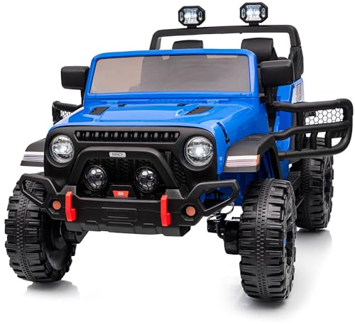 Hikiddo 2 Seater Ride on Toy Car for Kids, 24V 4WD Ride-on Truck Kids Electric Car with Remote Control, 4x200W Motors - Blue